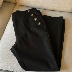 Black Pants with Gold Button Accents